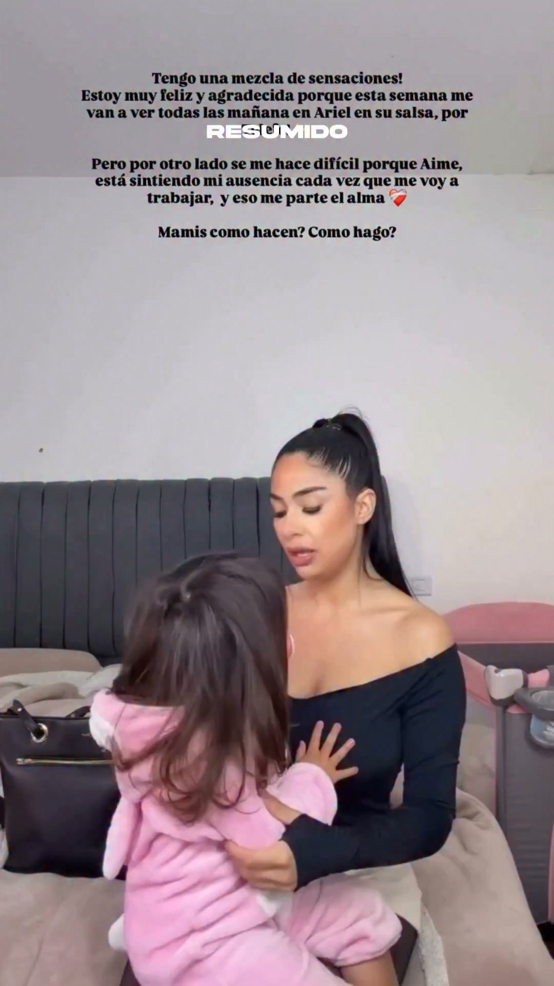 Daniela Celis compartió este video con su hija Aime y contó lo que pasa cuando tiene que irse a trabajar