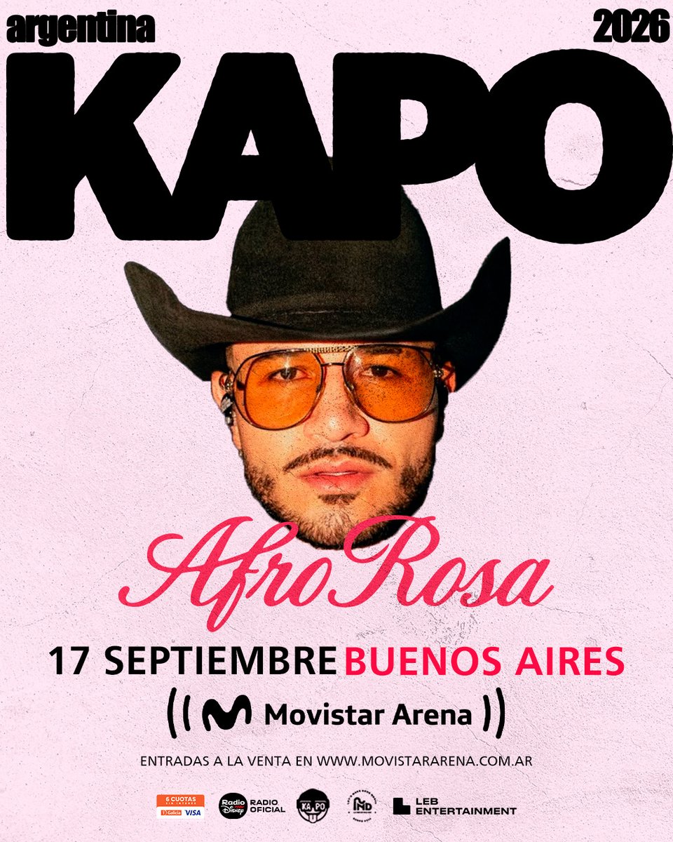 🩷 KAPO LLEGA CON SU GIRA "AFRO ROSA"  A BUENOS AIRES 

El artista se va a presentar el 17 de septiembre en el Movistar Arena. Hoy a las 16:00 arranca la pre venta de entradas