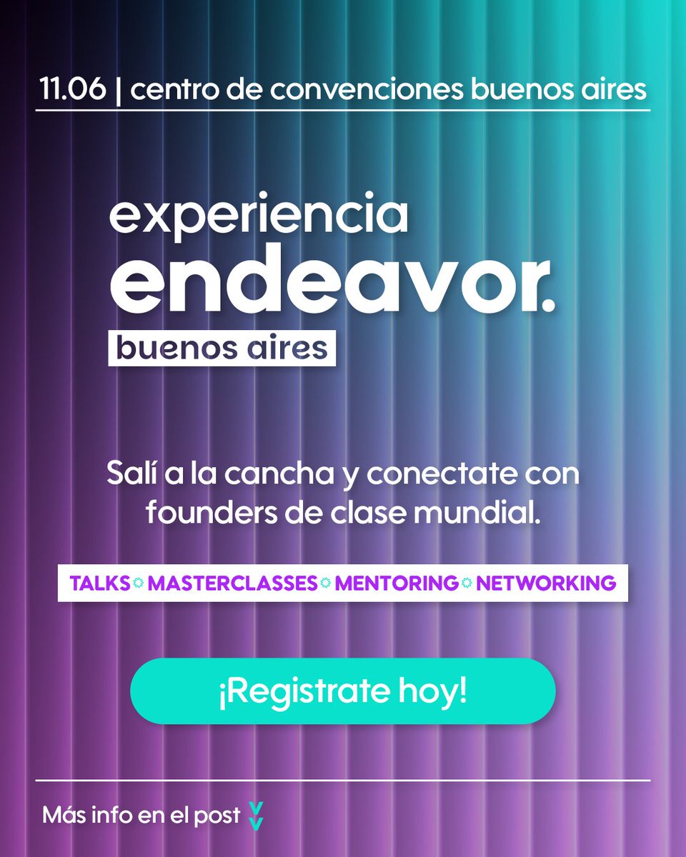 Mañana 11/06 es la Experiencia Endeavor Buenos Aires

Endeavor es la comunidad de emprendedores de alto impacto más grande del mundo y traen una jornada para que aprendas como llevar tu proyecto al si