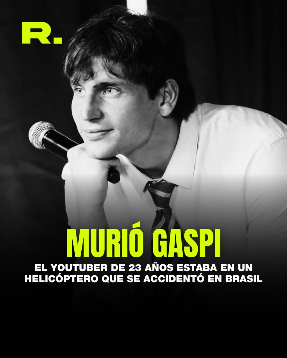 Gaspi, el Youtuber de 23 años, estaba viajando en un helicóptero que chocó en el aire y provocó la muerte de otras 4 personas