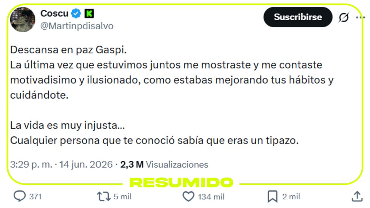 Las primeras reacciones de los streamers a la noticia de la muerte de Gaspi. Ibai y Coscu