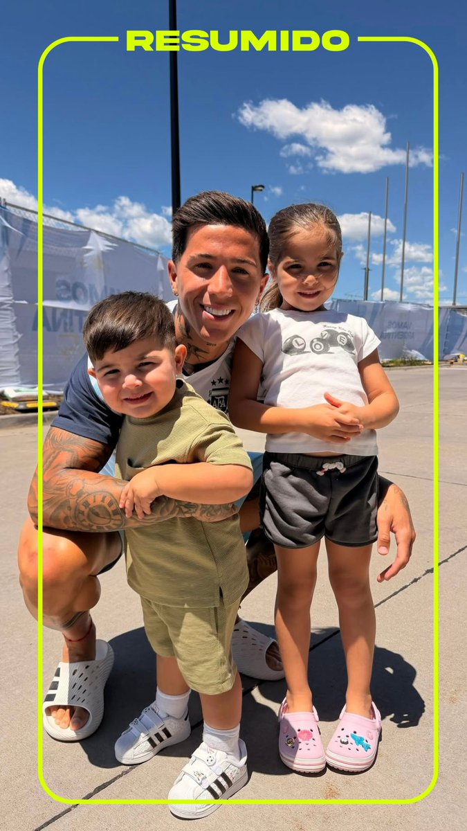 La foto de Enzo Fernández con sus hijos previo al debut de la Scaloneta en Kansas