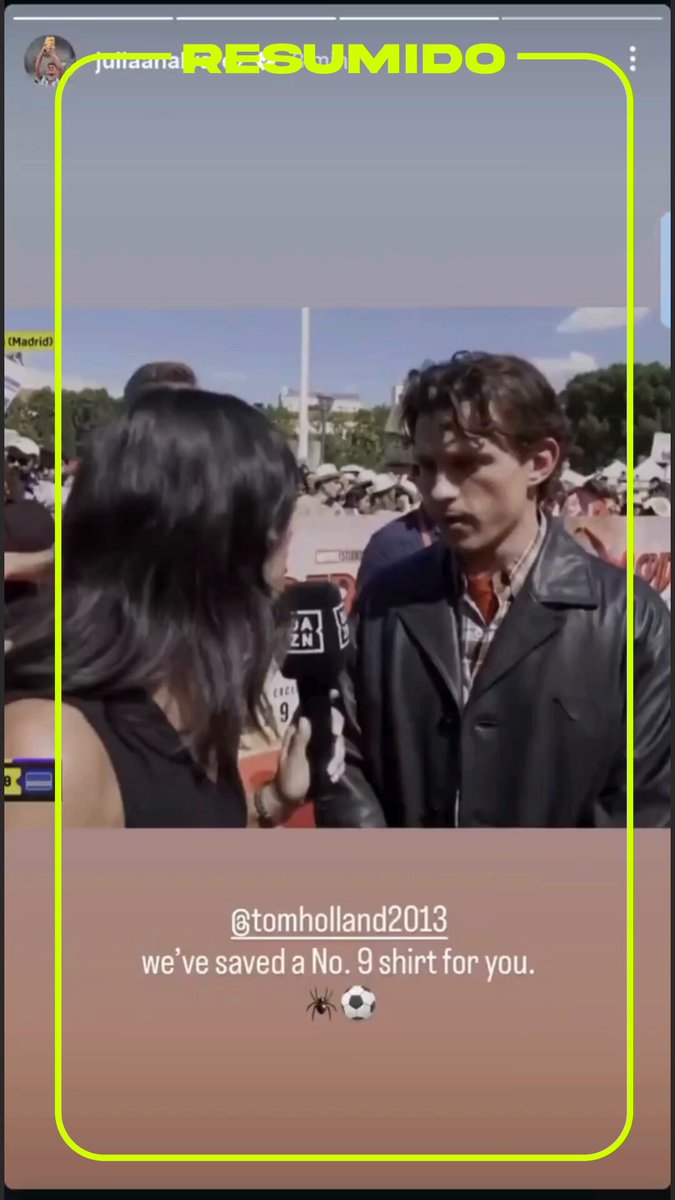 "Te guardamos una camiseta número 9" 

La respuesta de Julián Álvarez a Tom Holland. ¿Se viene un cameo de la araña en Spider-Man?