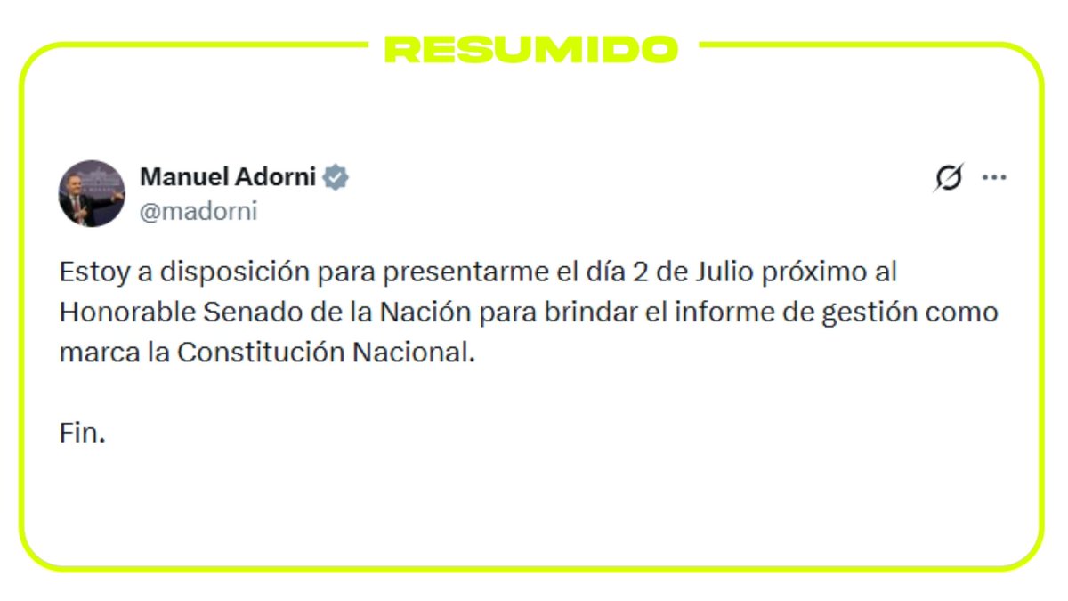 Manuel Adorni confirmó que está a disposición para presentarse en el Senado el próximo 2 de julio