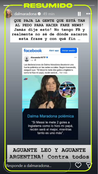 "Aguante Leo y aguante Argentina"

Dalma Maradona desmintió una fake news de facebook