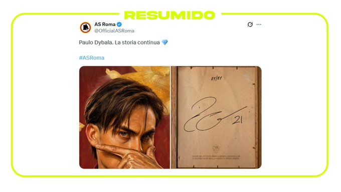 Paulo Dybala renovó su contrato con La Roma hasta junio 2027