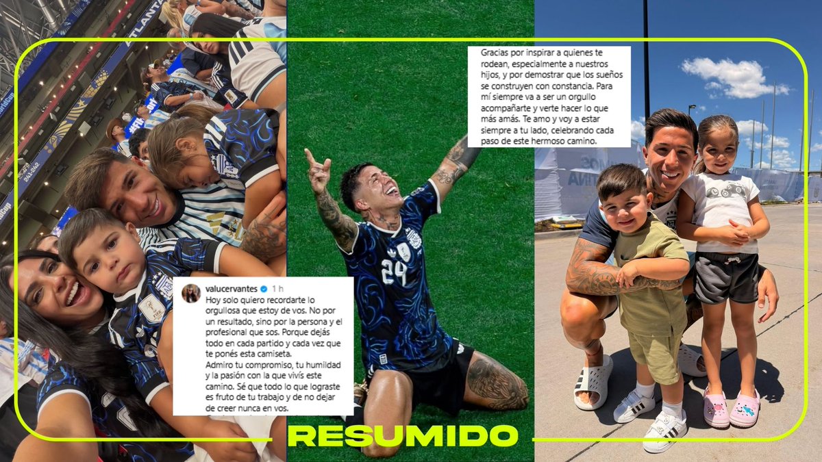 "Gracias por inspirar a quienes te rodean, especialmente a nuestros hijos, y por demostrar que los sueños se construyen con constancia"

El mensaje de Valu Cervantes a Enzo Fernández en Instagram