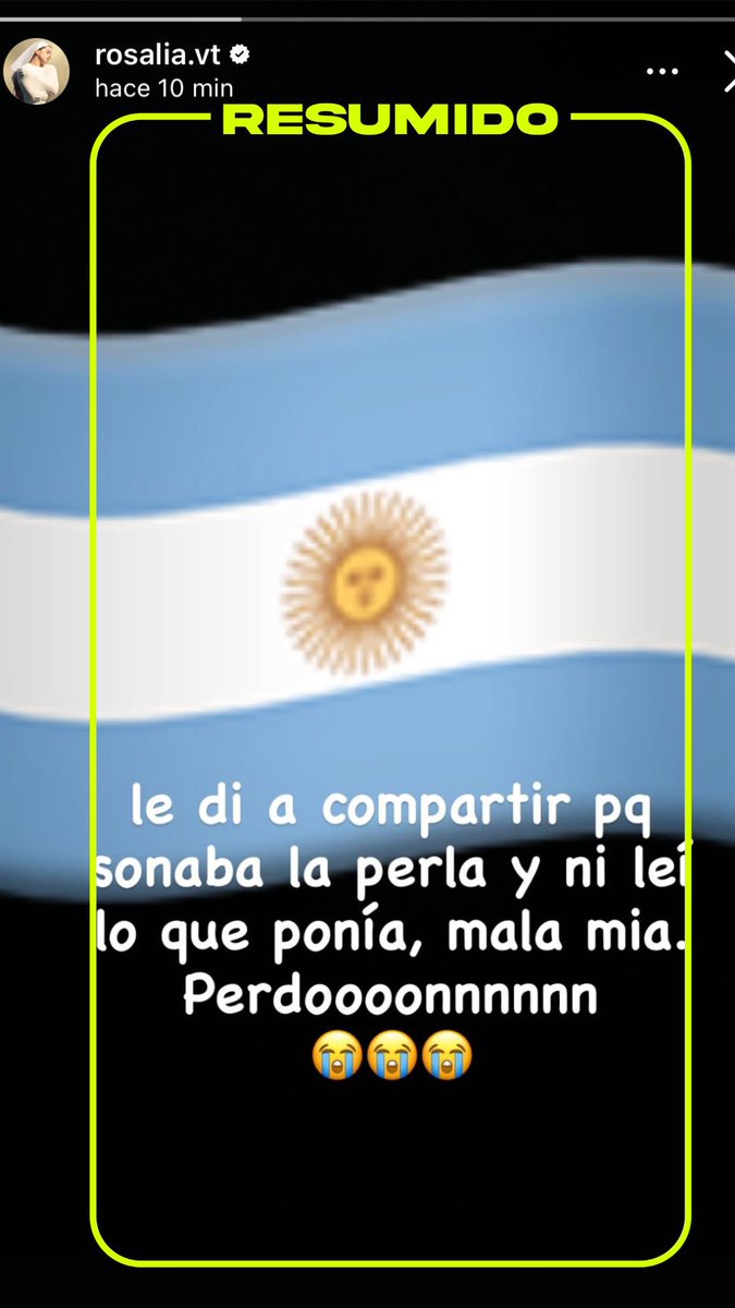“Ni leí lo que ponía, mala mía. Perdón” 

Rosalía subió una historia pidiendo disculpas por repostear el video de Mía Khalifa en contra de Argentina