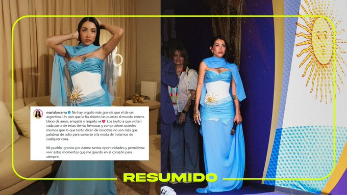 "No hay orgullo más grande que el de ser argentina"

María Becerra invitó a la gente a visitar el país, y resaltó "Comprueben ustedes mismos que lo que tanto dicen de nosotros no son más que palabras 