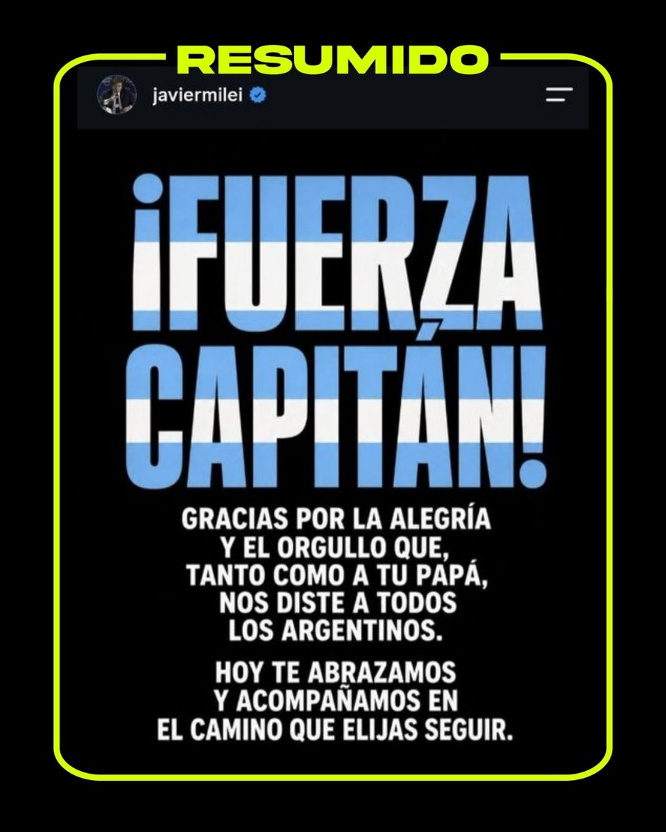"Hoy te abrazamos y acompañamos en el camino que elijas seguir"  

Javier Milei publicó un posteo dedicado a Lionel Messi