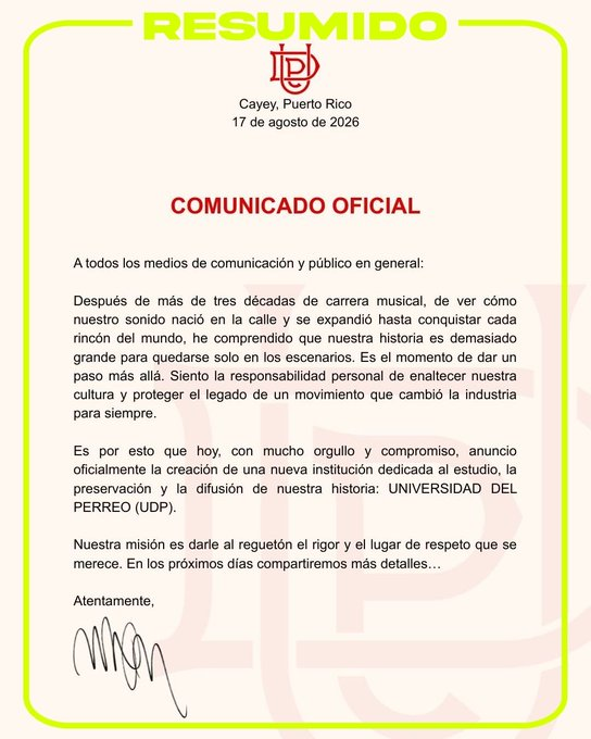 Wisin anunció la "Universidad del Perreo" dedicada al estudio, la preservación y la difusión del reguetón