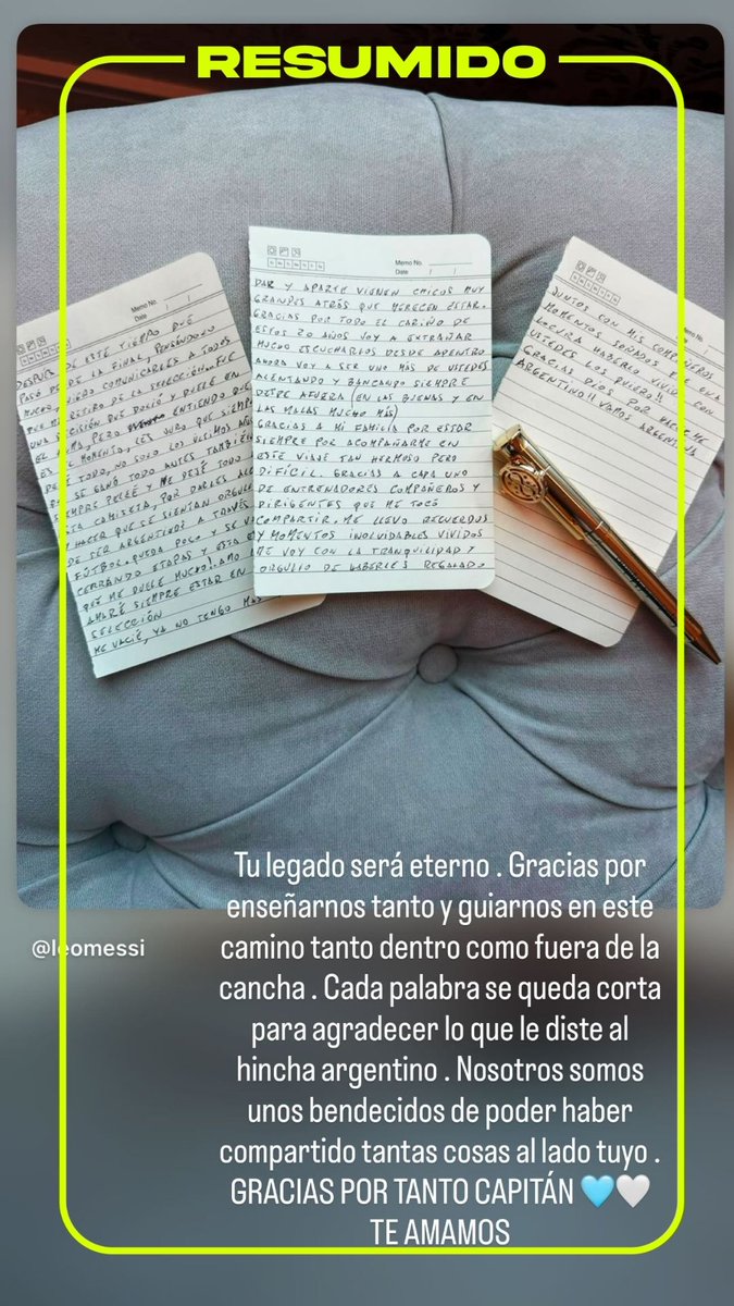 "Cada palabra se queda corta para agradecer lo que le diste al hincha argentino"
Gio Lo Celso agradeció a Leo Messi y dijo que "son unos bendecidos por haber compartido tantas cosas a su lado"