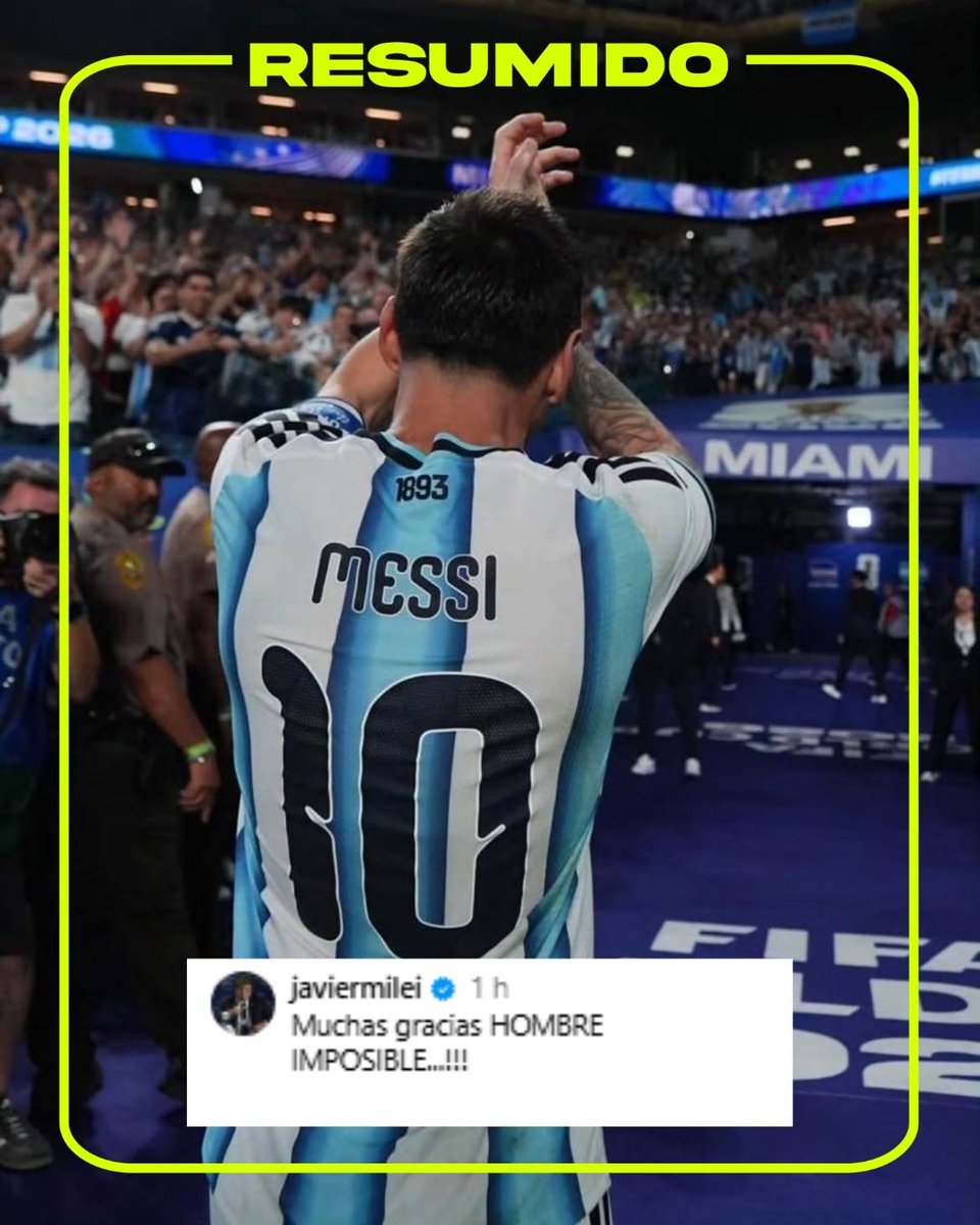 "Muchas gracias hombre imposible"

Javier Milei subió una publicación a Instagram despidiendo a Messi