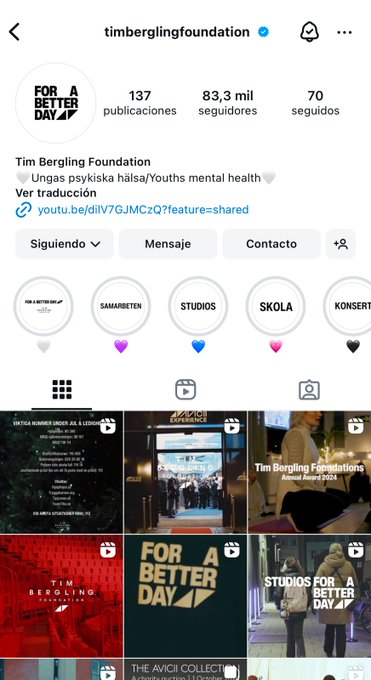 Hoy en día, la familia de Avicii posee la fundación “Tim bergling” en honor al dj, fundación que junta dinero para varias causas entre ellas la causa de la “salud mental”