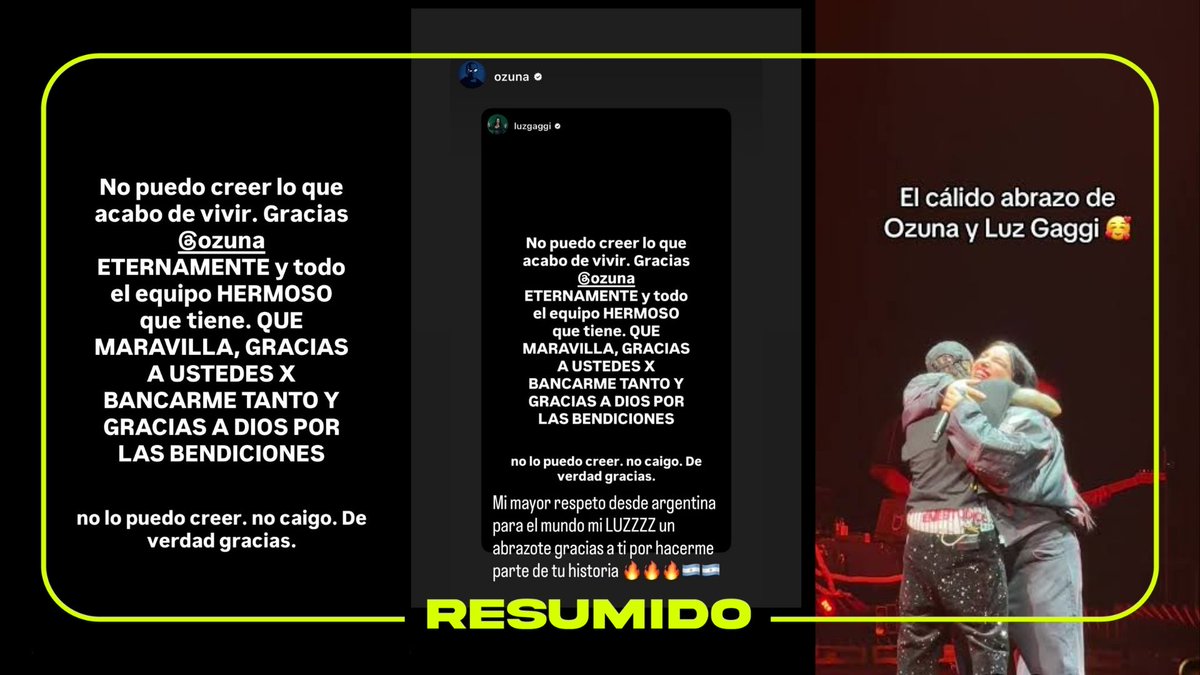 "Gracias a ti por hacerme parte de tu historia"

El intercambio de palabras de Ozuna y Luz Gaggi después de cantar juntos "El Farsante"