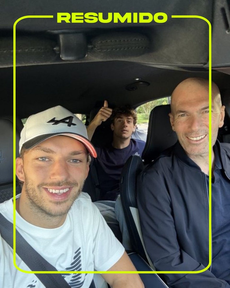 Franco Colapinto y Gasly con Zidane en la previa del Gran Premio de Madrid