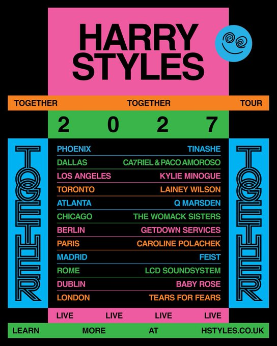 Harry anunció la extensión de su gira "Together, Together": 25 shows nuevos en 12 ciudades . 

El dato que rompió Twitter es que Argentina, otra vez, se queda afuera. La gira solo pasa por ciudades de
