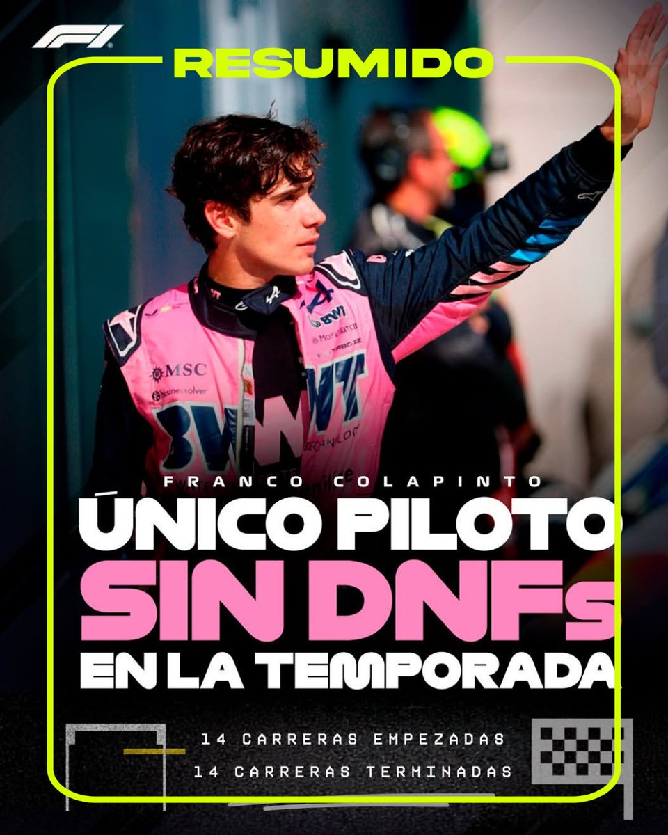 Franco Colapinto es el único piloto que no tiene carreras abandonadas en esta temporada
