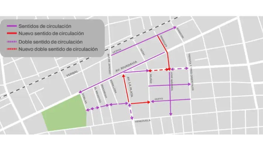 Desde este martes cambian de sentido cinco calles de Almagro y Caballito por las obras del Trambus

Av. La Plata irá de sur a norte, José Mármol de norte a sur, Hipólito Yrigoyen será doble mano, Quit