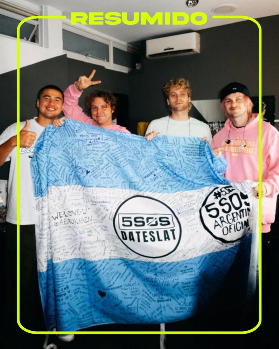 5 Seconds of Summer posó con la bandera argentina antes de su show de esta noche 🇦🇷