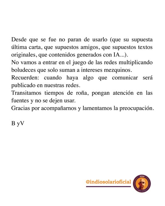 “Desde que se fue no paran de usarlo”.

La familia del Indio Solari cuestionó la difusión de supuestas cartas, textos y contenidos hechos con IA, y aclaró que cualquier comunicación oficial saldrá por