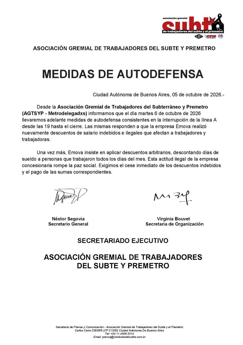 Habrá paro en la línea A del subte

Desde las 19 hasta el cierre de la jornada, el servicio estará interrumpido