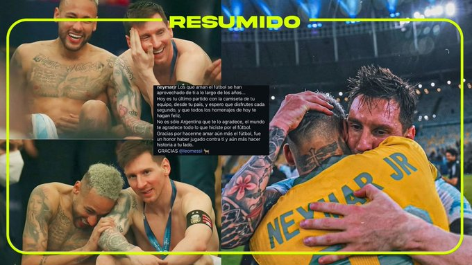 "No solo Argentina te agradece, el mundo entero te agradece todo lo que has hecho por el fútbol. Gracias por hacerme amar aún más el fútbol, fue un honor haber jugado contra ti y aún más haber hecho