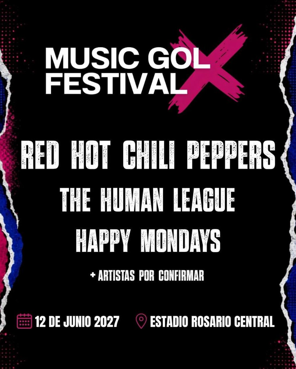 LOS RED HOT CHILI PEPPERS VUELVEN A ARGENTINA EN 2027 🌶️🔥
La banda se presentará el 12 de junio en el Gigante de Arroyito como parte del festival internacional Music Gol
🎟️ La preventa arranca este