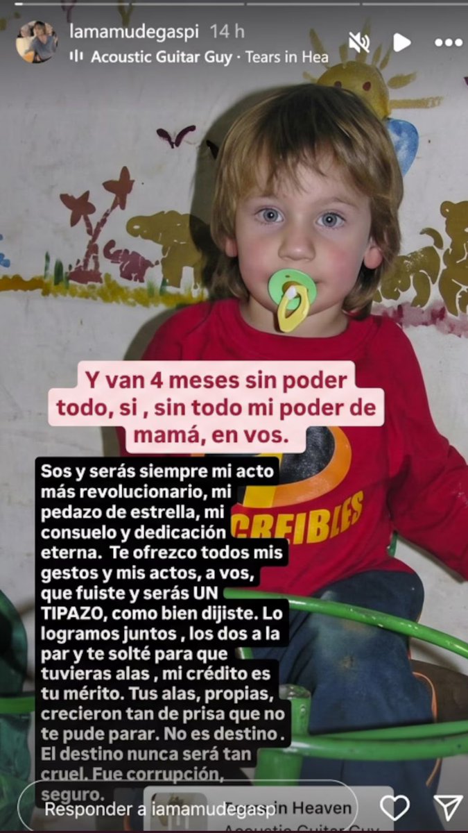 “Te solté para que tuvieras alas”. La mamá de Gaspi compartió una foto a cuatro meses de su partida.
Michelle recordó a su hijo con una imagen de cuando era chiquito y habló sobre el vínculo que los