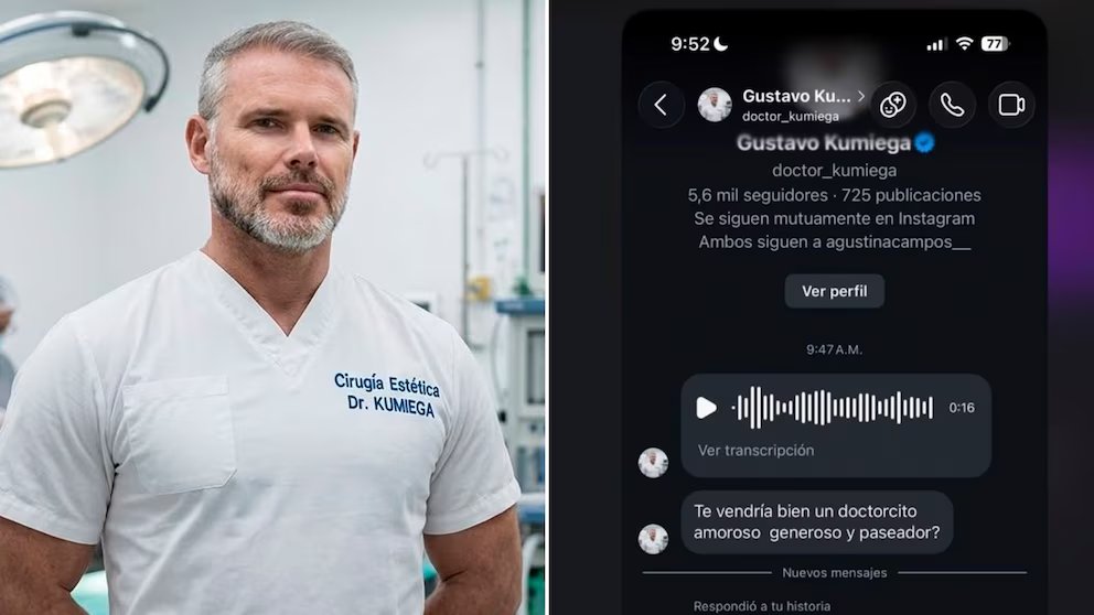 Pero hay otros testimonios todavía más inquietantes.
“Te vendría bien un doctorcito amoroso, generoso y paseador”

Ese fue uno de los mensajes que Kumiega le envió por redes sociales a una de las denu